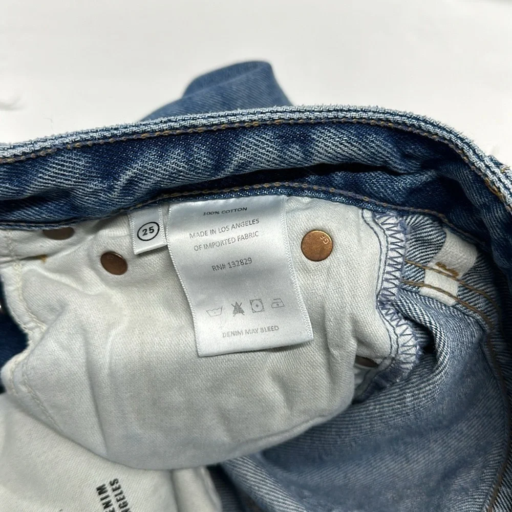 Grlfrnd Karolina Cropped Denim Jeans High Rise Straight The Valley Blue Size 25